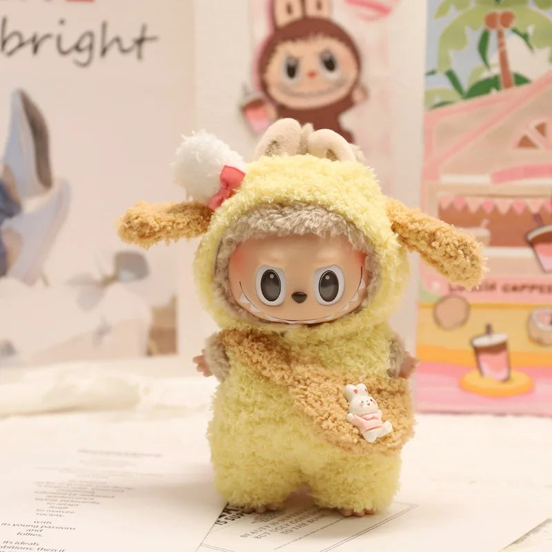 17cm Cute Mini Plush Doll'S Clothes Outfit Accessories For Korea Kpop Exo Labubu Idol Dolls donut overalls Clothing DIY Kid Gift