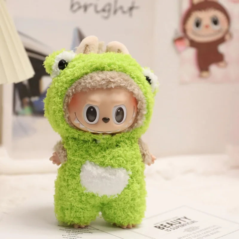17cm Cute Mini Plush Doll'S Clothes Outfit Accessories For Korea Kpop Exo Labubu Idol Dolls donut overalls Clothing DIY Kid Gift